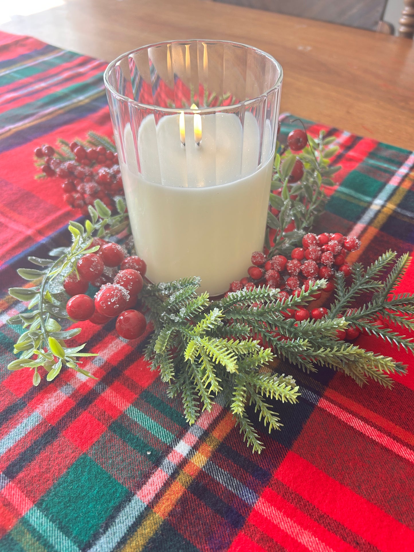 Berry & Frosted Greenery Candle Ring