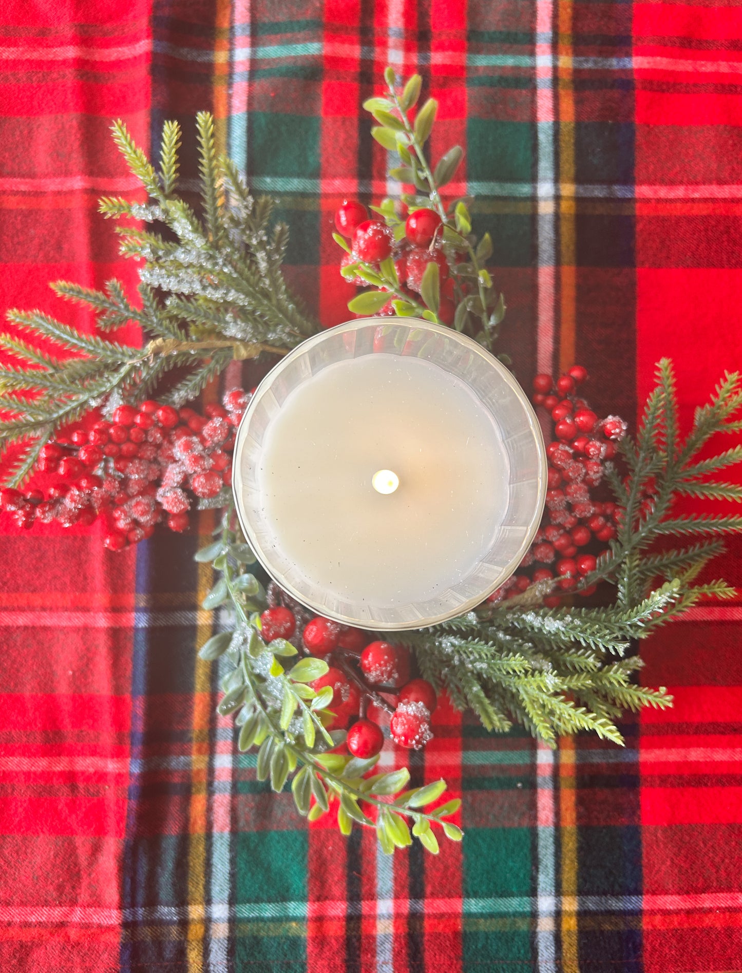 Berry & Frosted Greenery Candle Ring