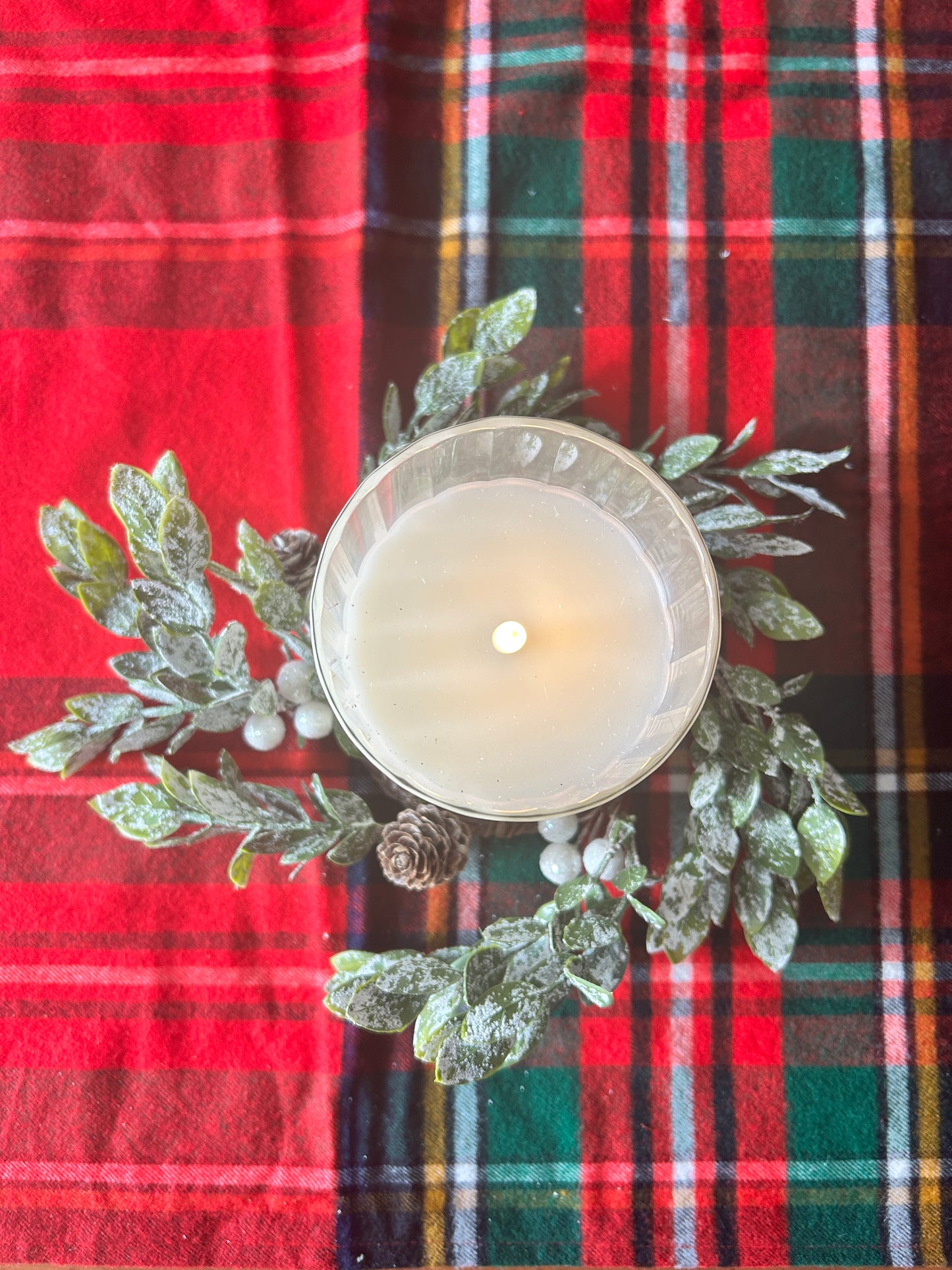 Candle Ring with White Berries