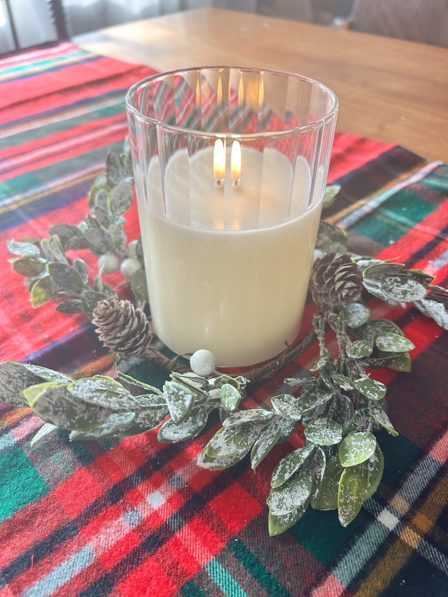 Candle Ring with White Berries