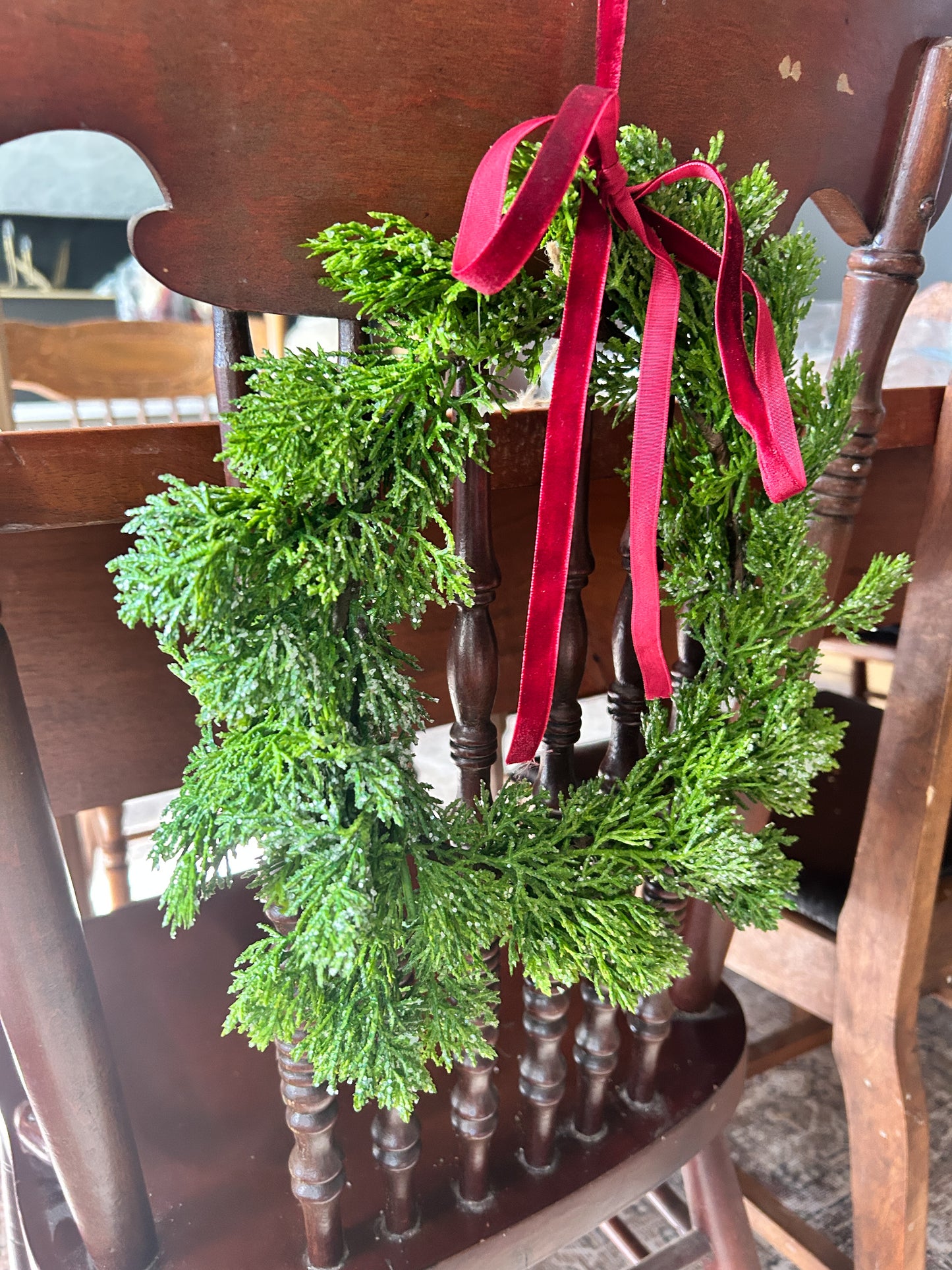 Real Touch Iced Cedar Mini Wreath