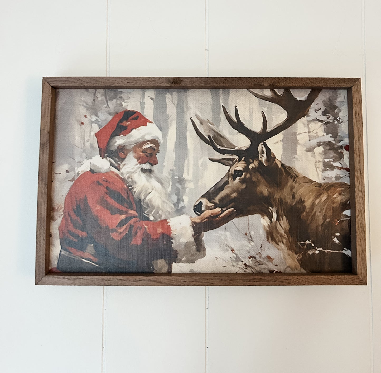 Santa and Comet Wood Art Print- 16" x 10"