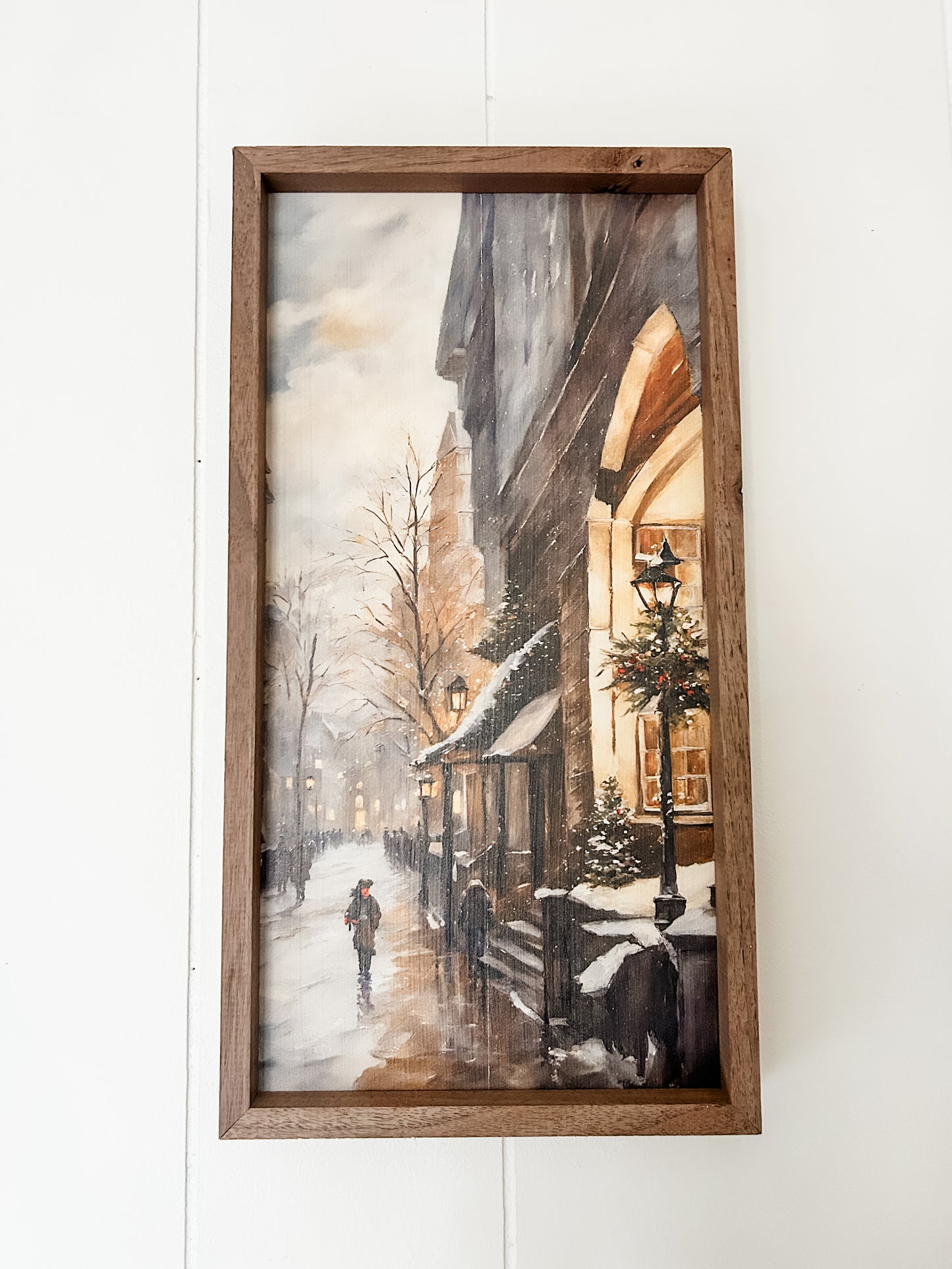 Christmas City Wood Art Print - 8 x 16"