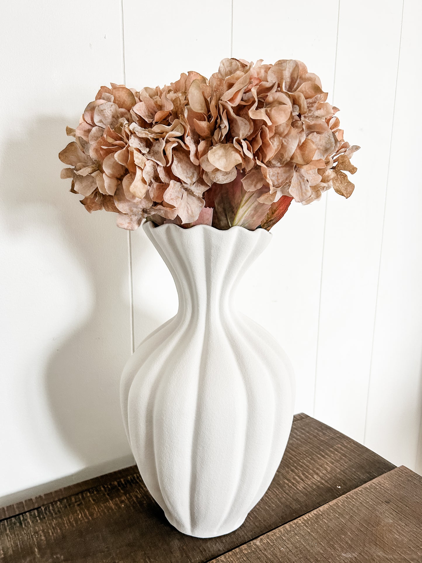 Faded Antique Peach Hydrangea Stem