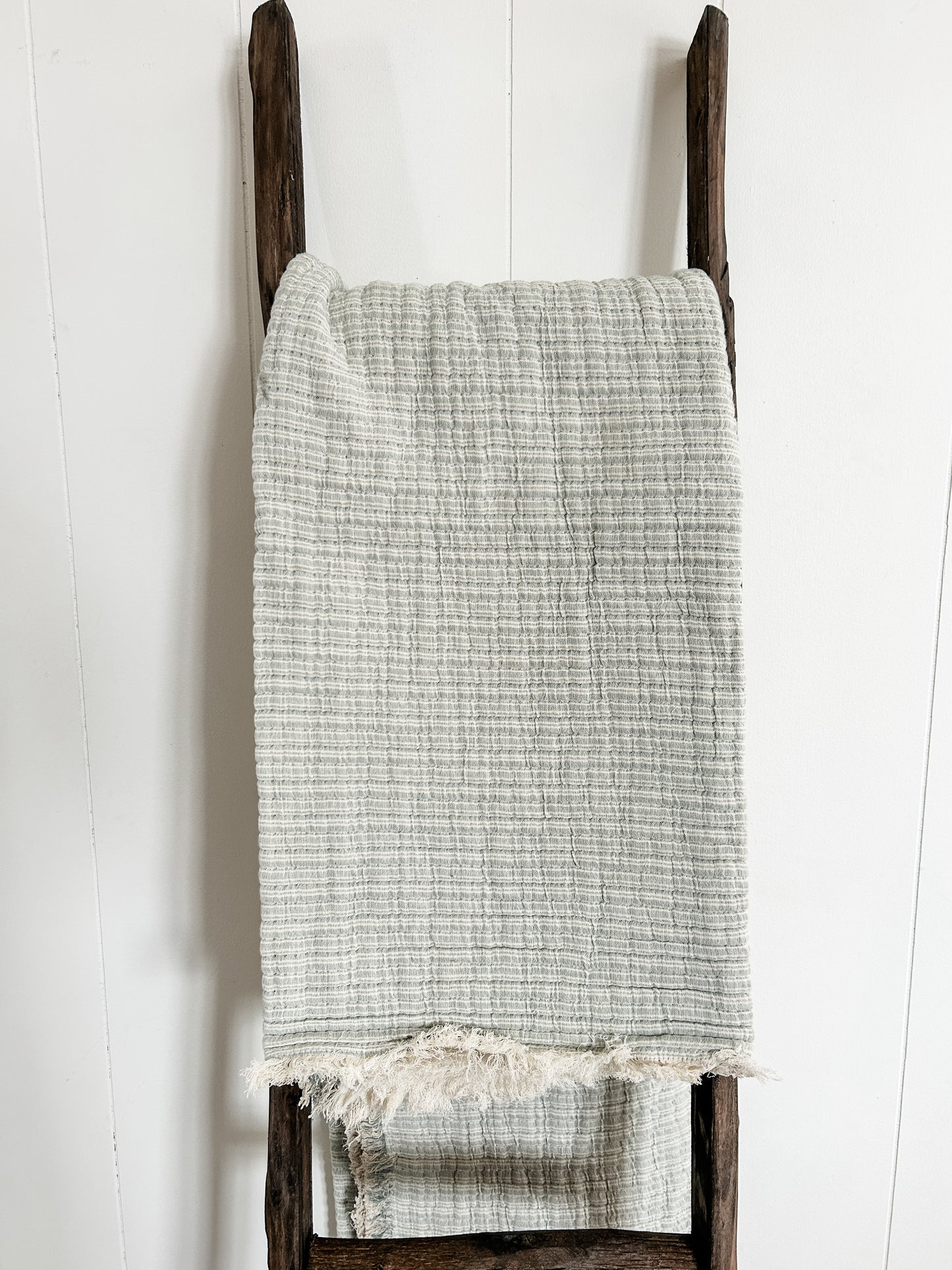 Dusty Blue Soft Cotton Throw Blanket