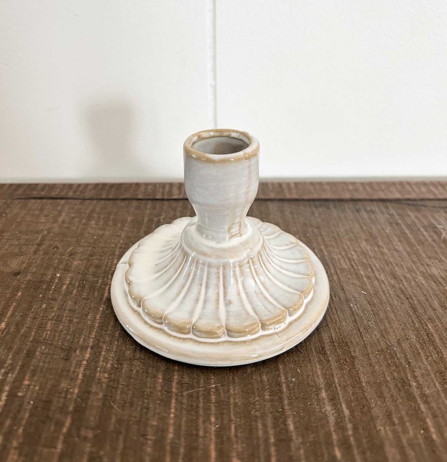 Embossed Porcelain Taper Candle Holder