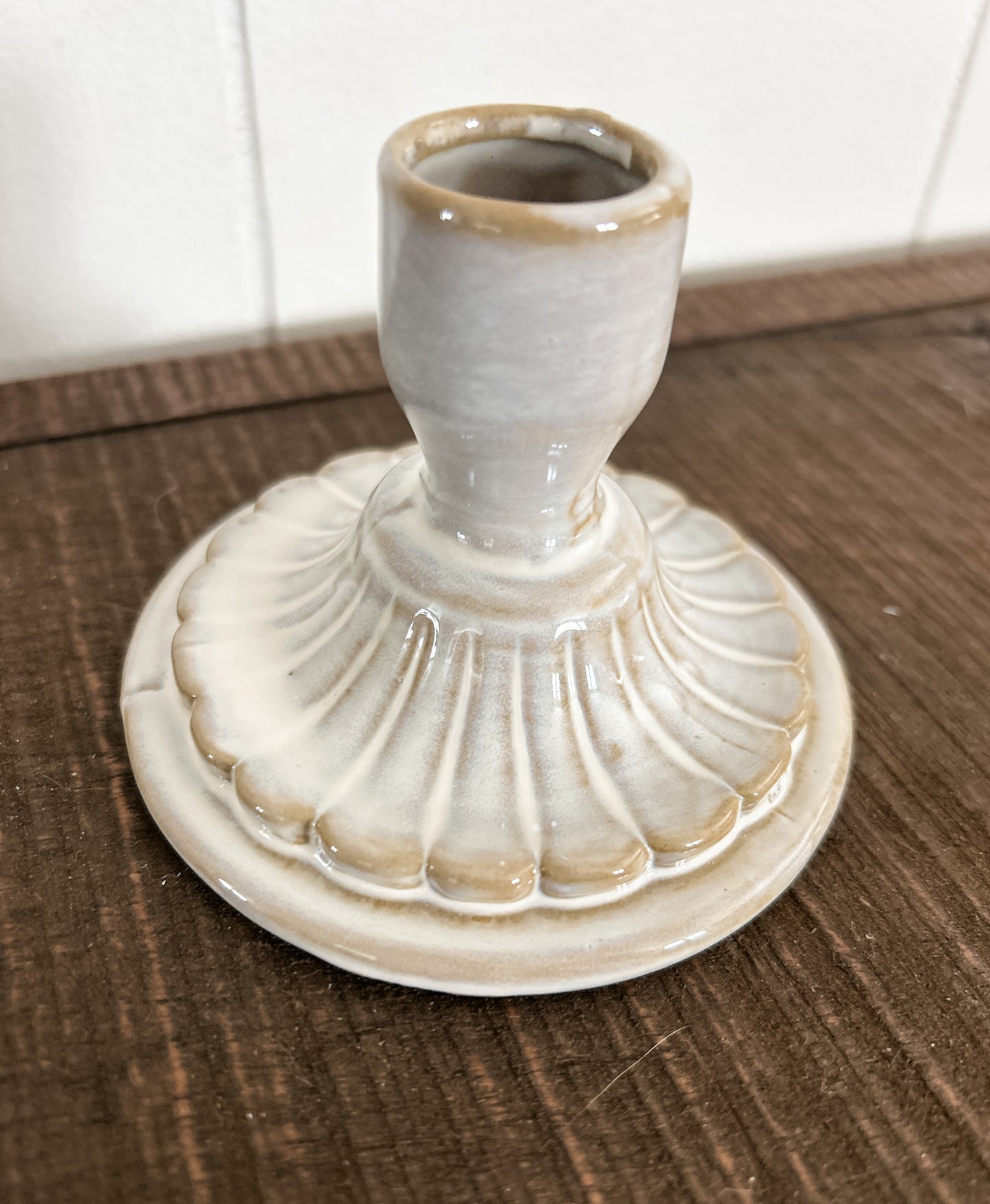 Embossed Porcelain Taper Candle Holder