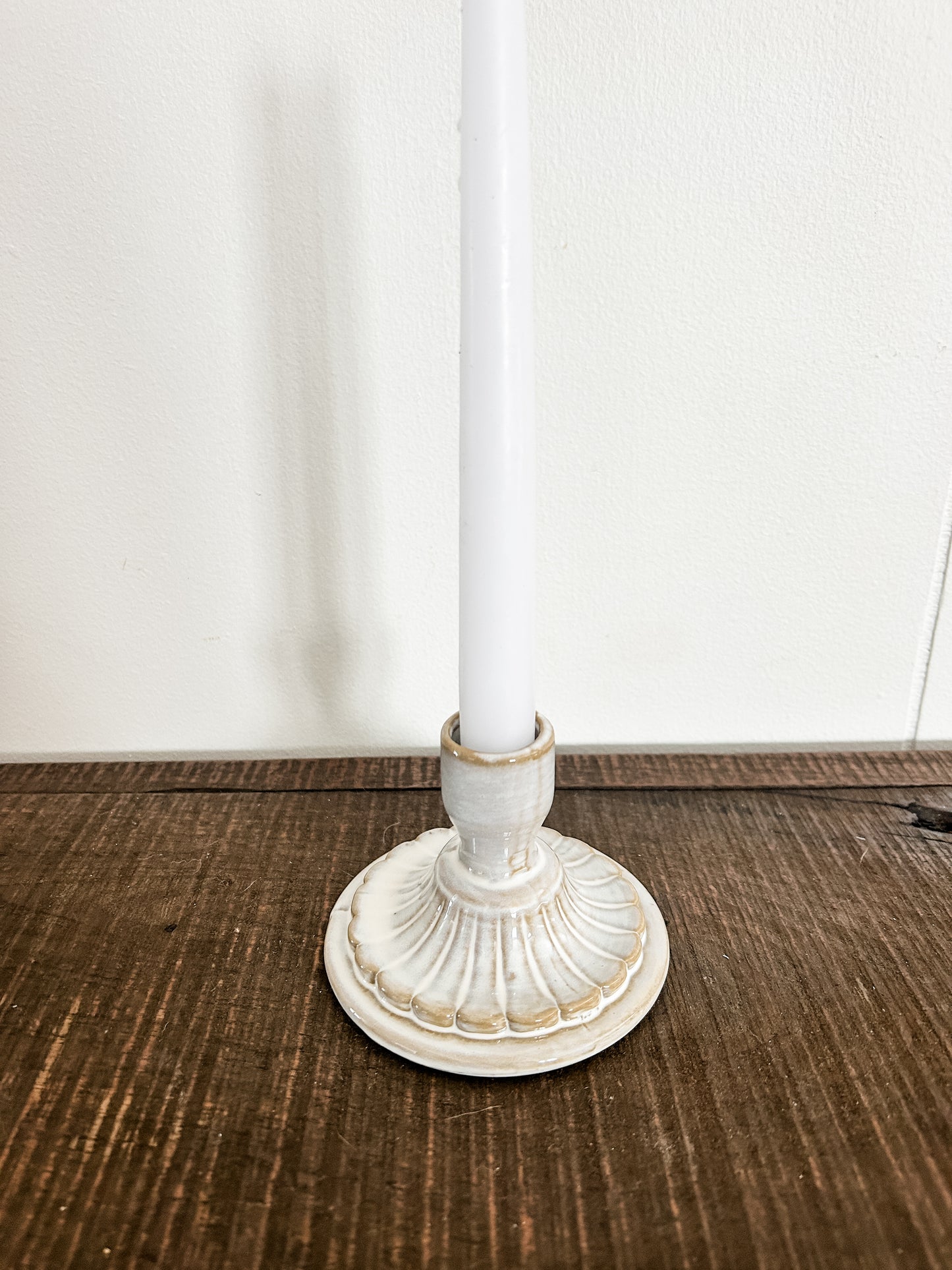 Embossed Porcelain Taper Candle Holder