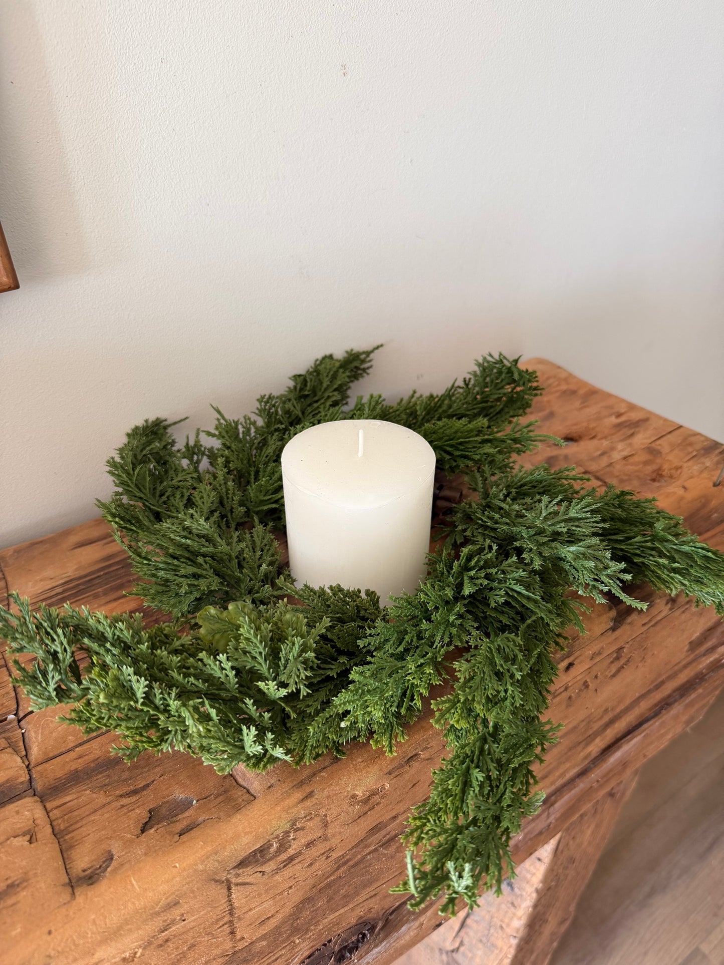 Real Touch Cedar Candle Ring- 12"