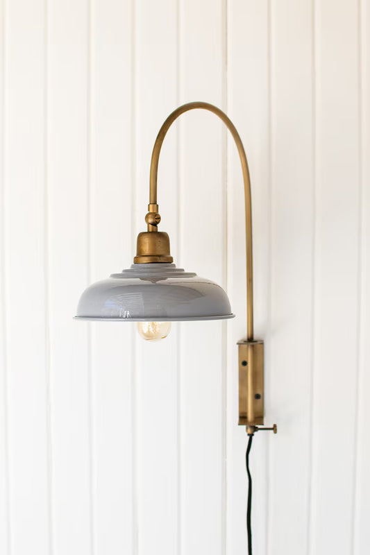 Grey/Blue Enamel Shade Wall Sconce