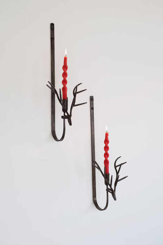 Rustic Brown Iron Reindeer Taper Holder (Sold individually)