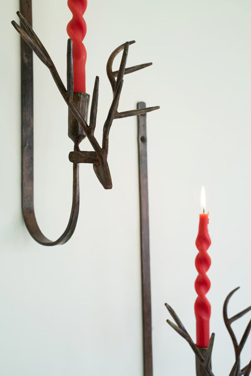 Rustic Brown Iron Reindeer Taper Holder (Sold individually)