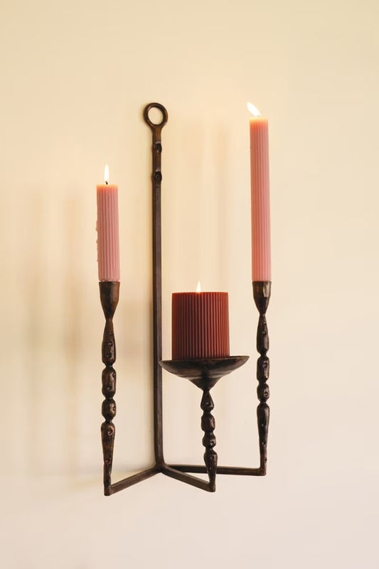 Iron Tri Candle Wall Sconce