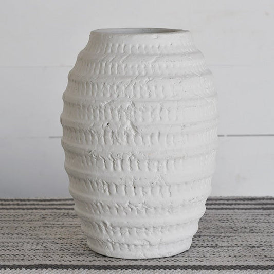 White Wash Antiqued Pottery Vase