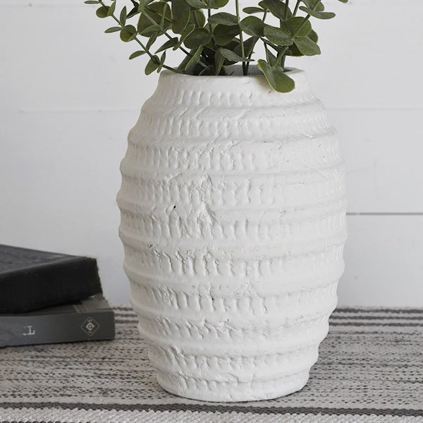 White Wash Antiqued Pottery Vase