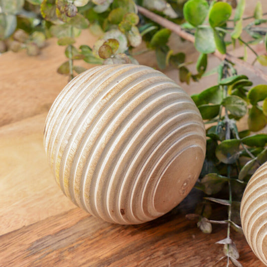 Carved Striped Wood Ball