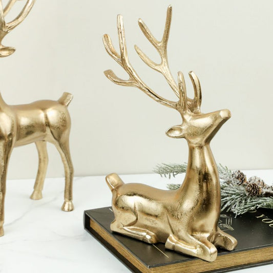 Large Gold Laying Reindeer