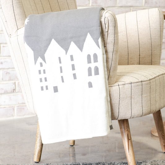 Grey & Off-White Night Sky Village Throw Blanket