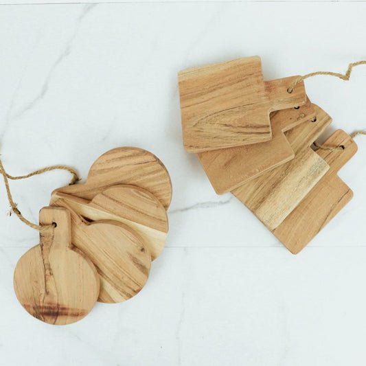 Wood Coaster Set Assorted Shapes