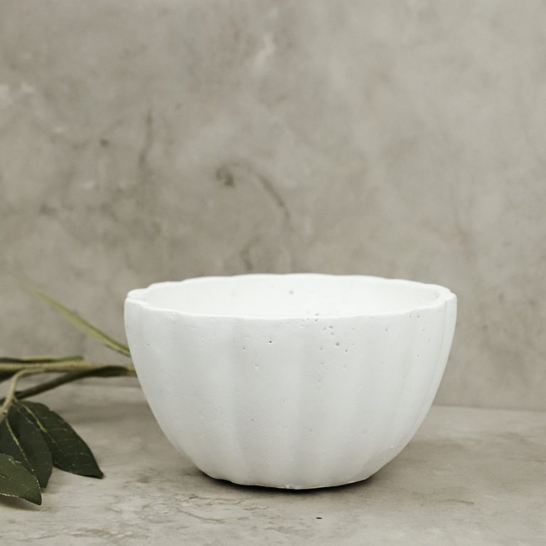 Small Concrete Fluted Bowl