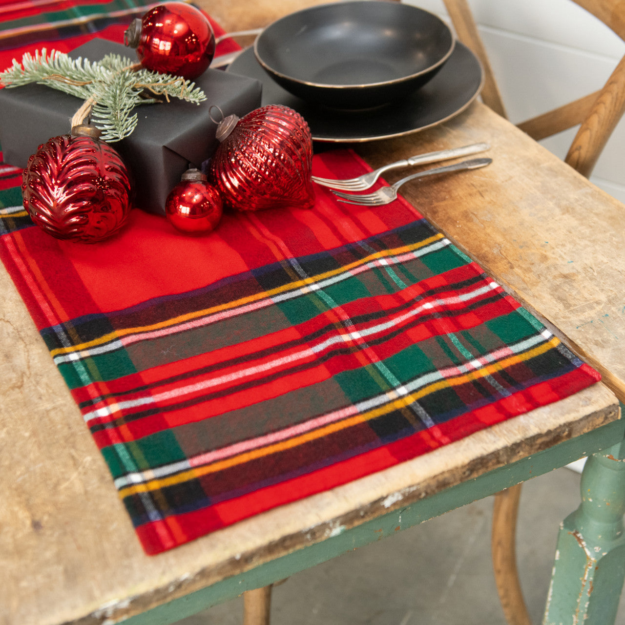 96" Classic Red Flannel Table Runner