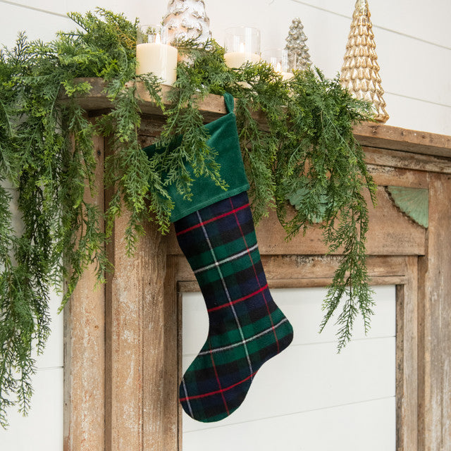 20" Green Tartan Flannel Stocking