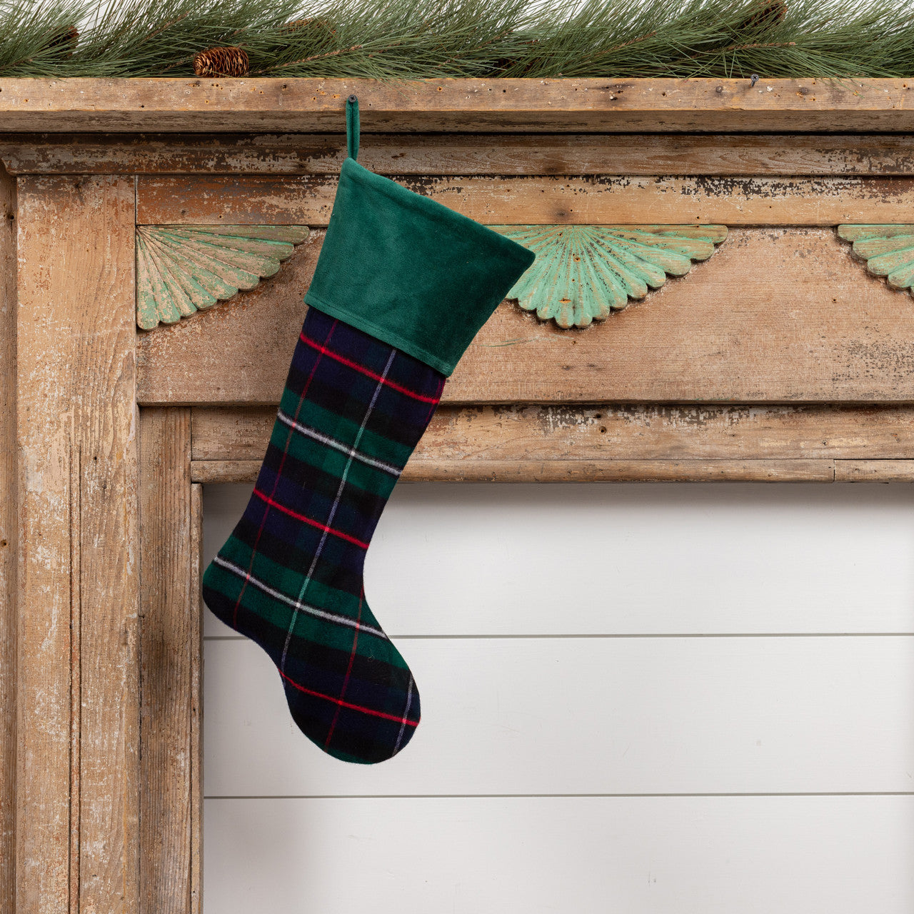 20" Green Tartan Flannel Stocking