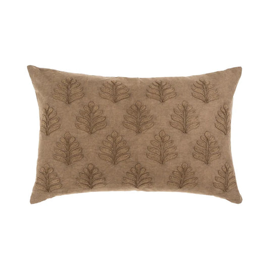 Mink Embroidered Orchard Lumbar Pillow
