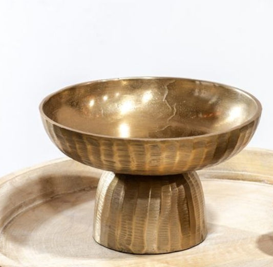 Hammered Brass Aluminum Compote Bowl