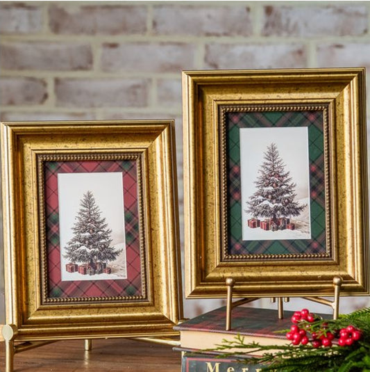 Plaid Christmas Tree Framed Art