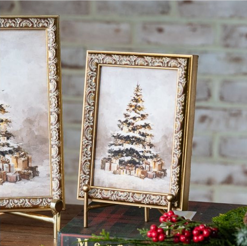 Vintage Christmas Tree Framed Art- 5 x 7
