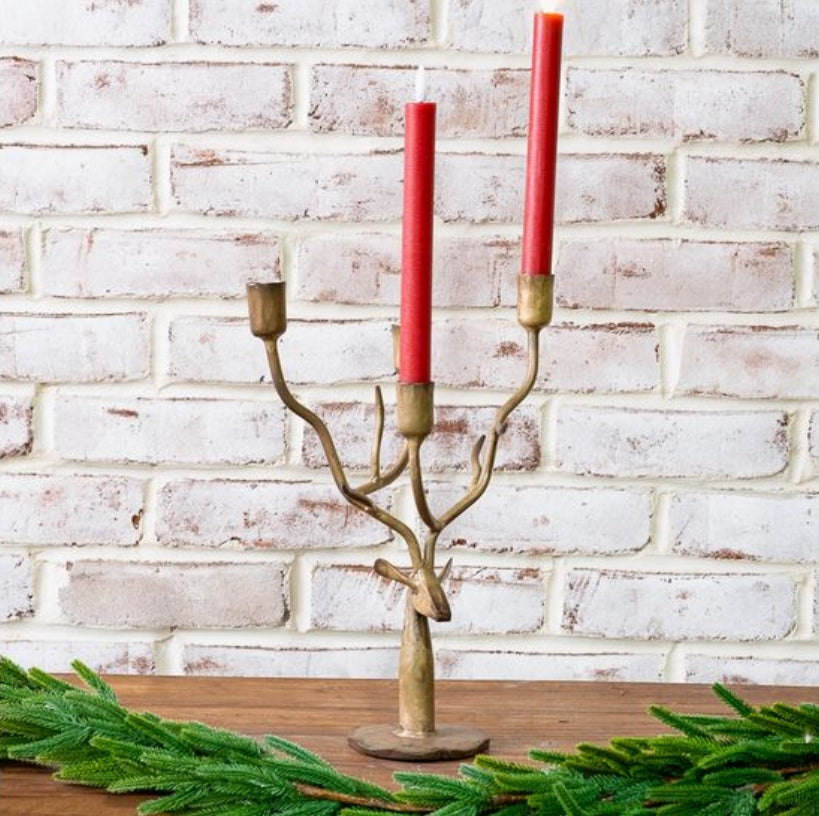 Pewter Hand Forged Antler Candle Holder- 13"