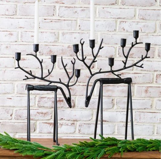 Black Hand Forged Deer Candelabras- Assorted Sizes
