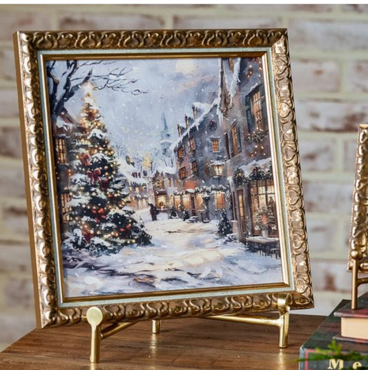 Large Town Square Holiday Art- 10 x 10"