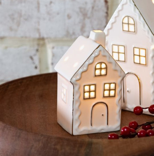 Small White & Gold LED House