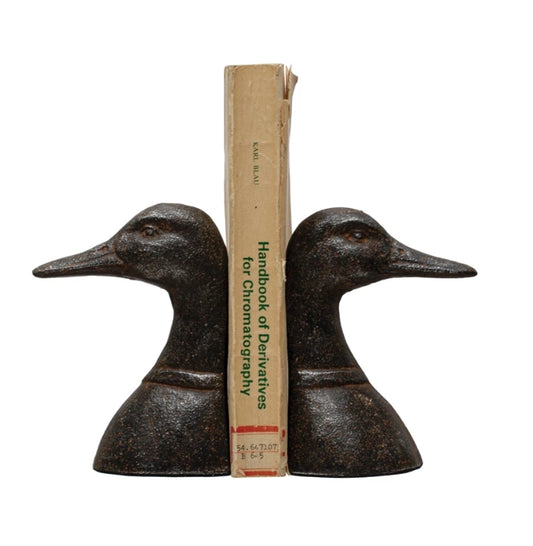 Cast Iron Duck Head Bookend Set