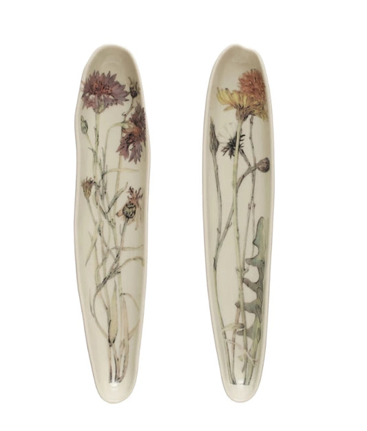 Floral Organic Stoneware Large Dish Assorted