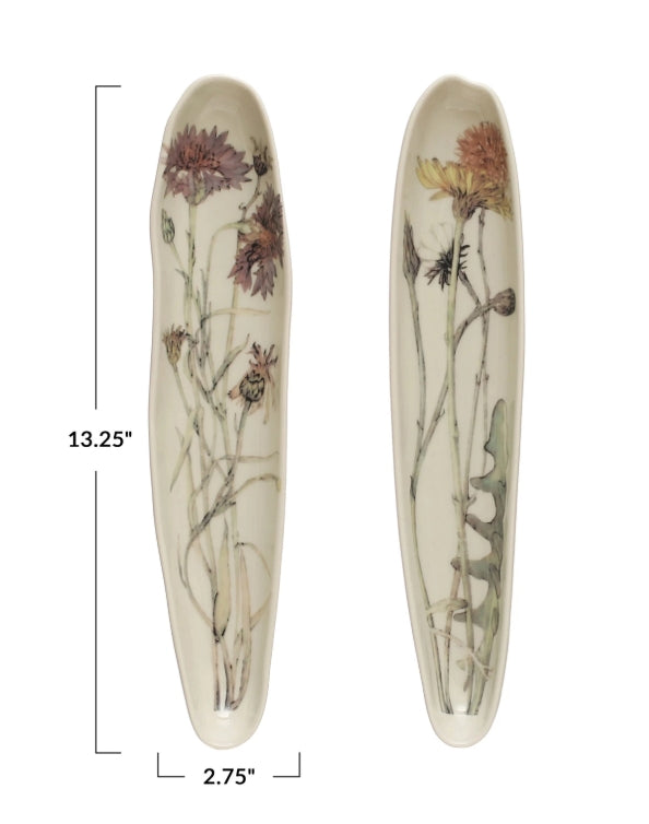 Floral Organic Stoneware Large Dish Assorted