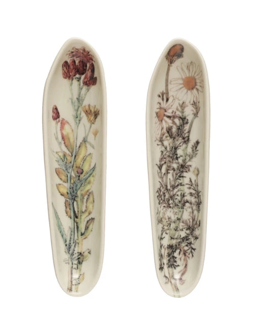 Floral Organic Stoneware Small Dish Assorted
