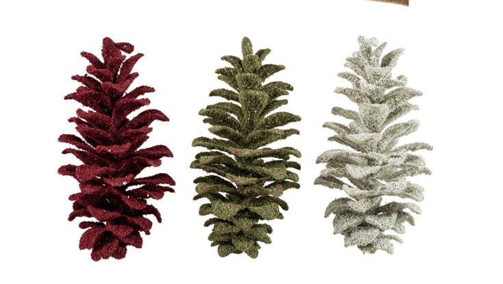 Oversized Dusted Pine Cones- Assorted Colours