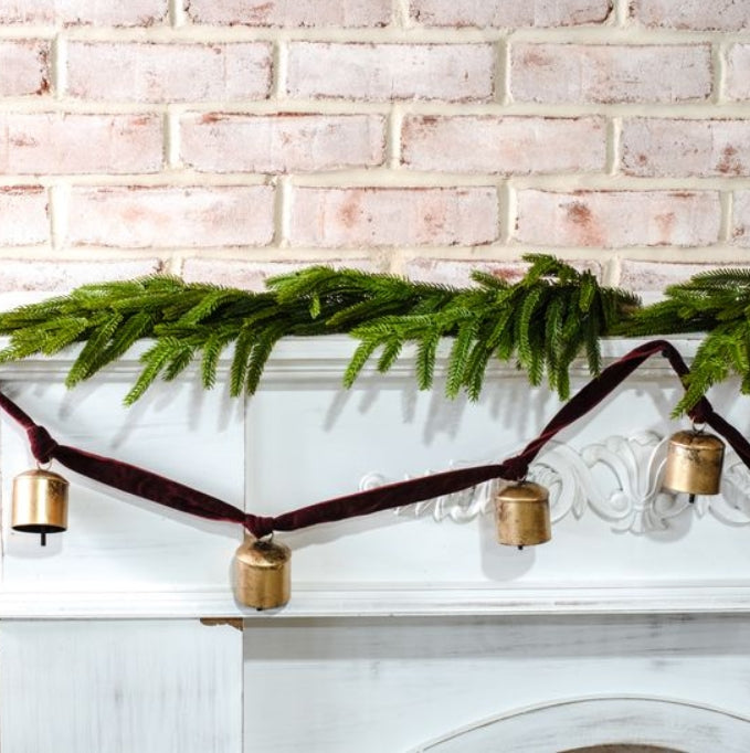 Gold & Burgundy Bell Garland