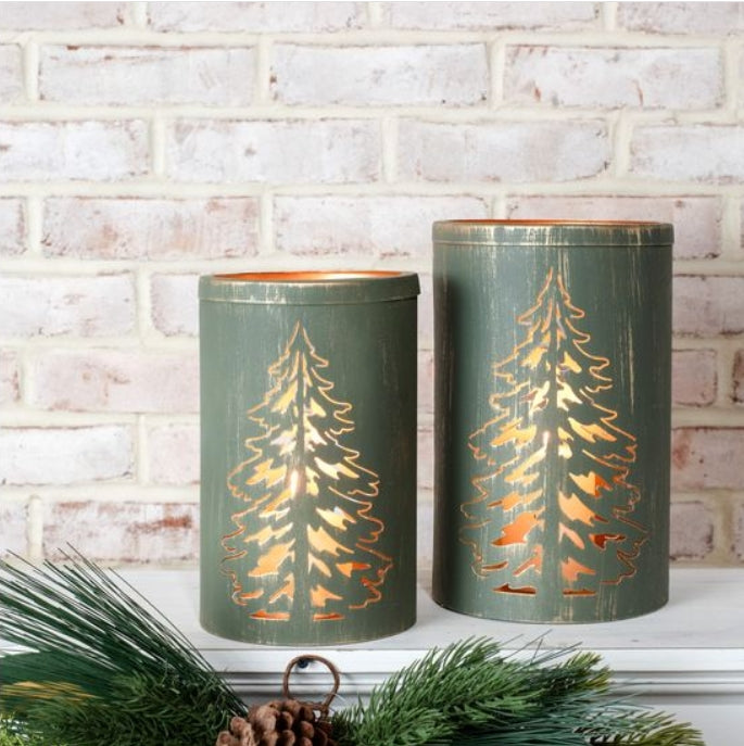 Green & Copper Tree Lanterns Assorted