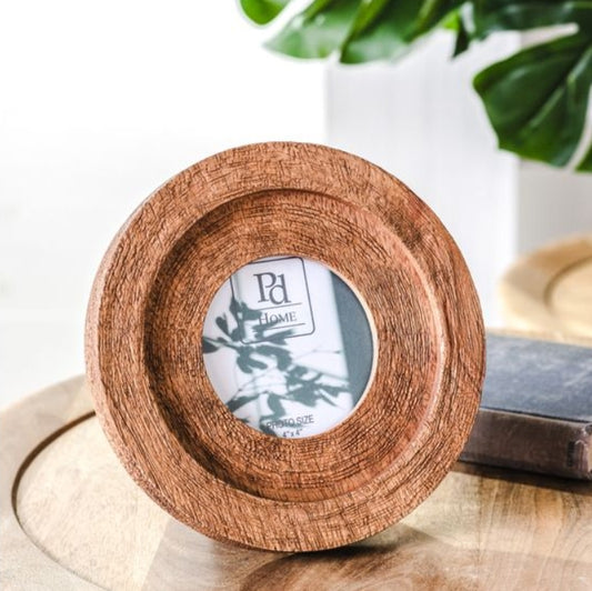 Round Wood Photo Frame