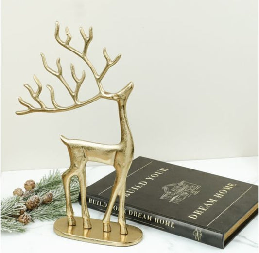 Large Gold Whimsical Antler Deer