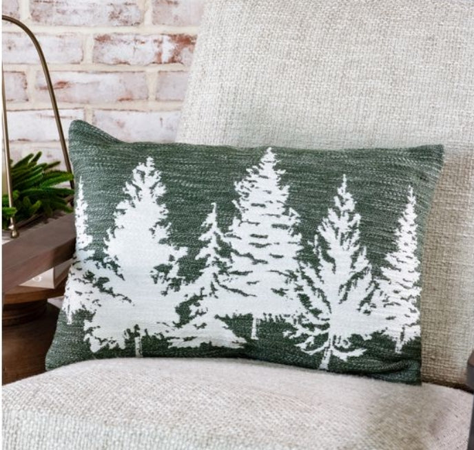 Green & White Lumbar Pillow