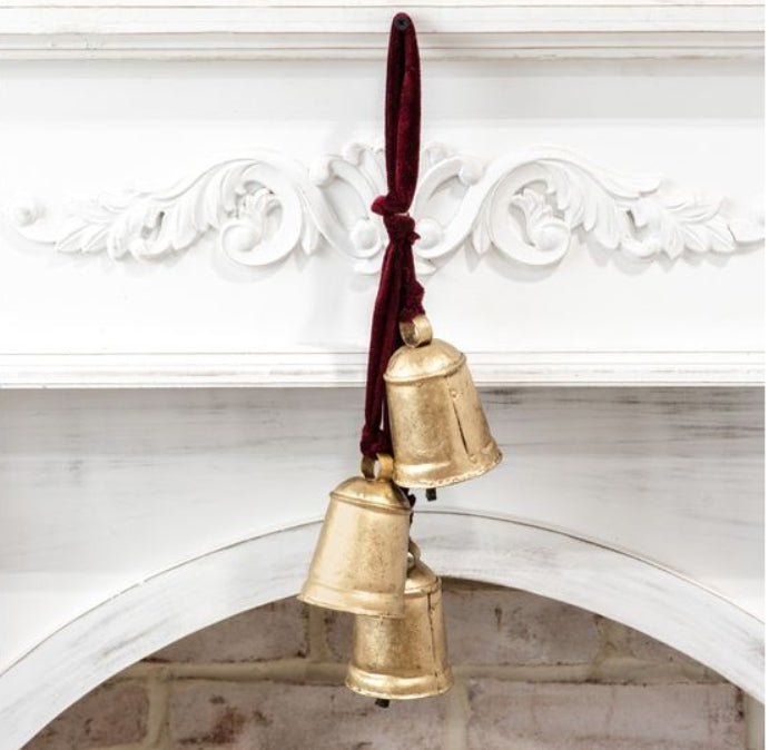Antiqued Burgundy Bell Hanging Trio