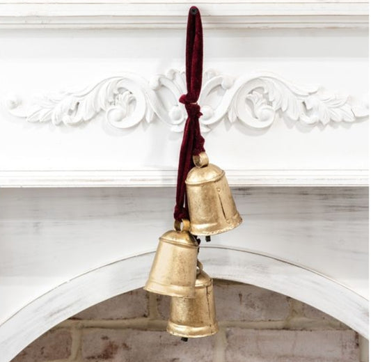 Antiqued Burgundy Bell Hanging Trio