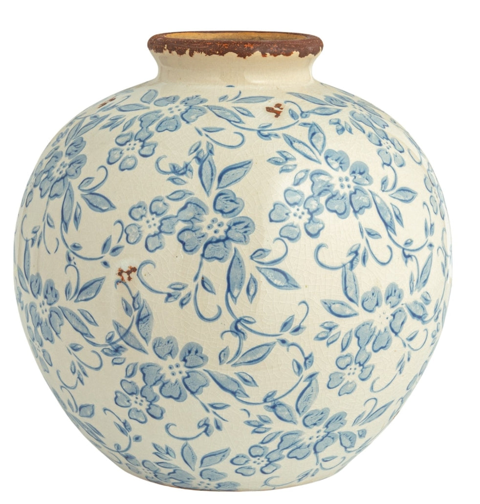 Floral Pattern Terracotta Vase