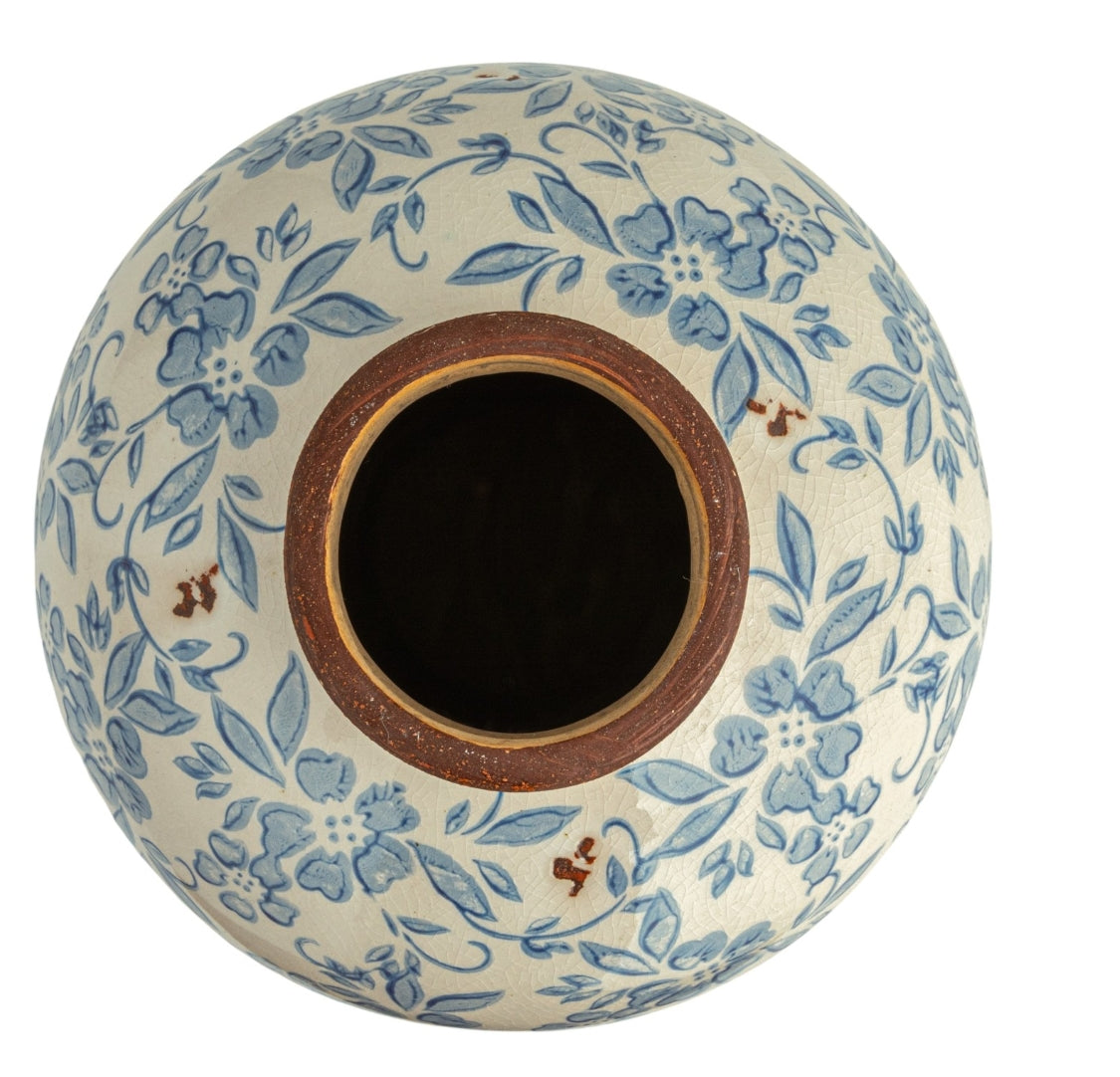 Floral Pattern Terracotta Vase
