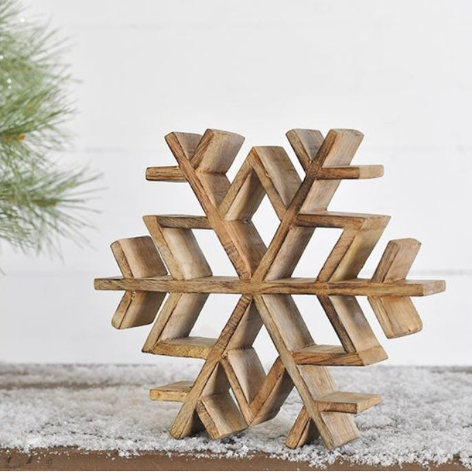 Small Brown Rustic Wood Snowflake